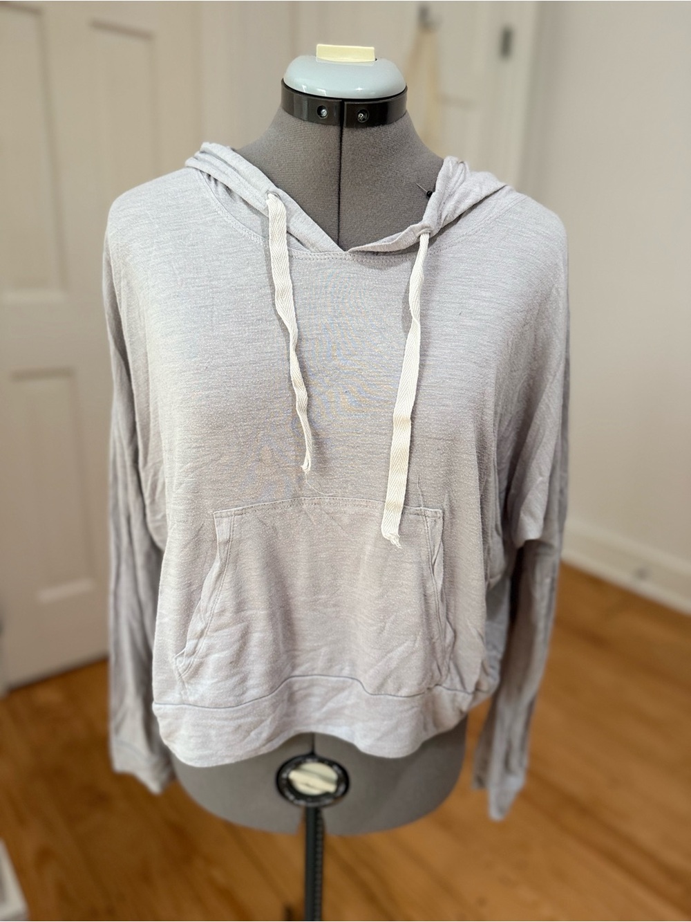 free press Light Gray Pullover Hoodie with Kangaroo Pocket